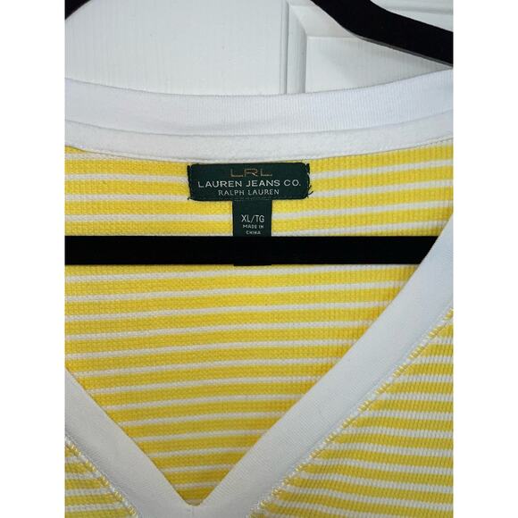 Lauren Ralph Lauren Jeans Co. 100% Cotton Yellow White Stripe Top - size XL - Picture 3 of 4